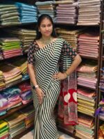 Ajrakh Modal Silk Sarees ( Boottle Green ) - Image 2