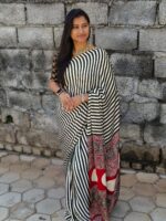 Ajrakh Modal Silk Sarees ( Boottle Green ) - Image 3