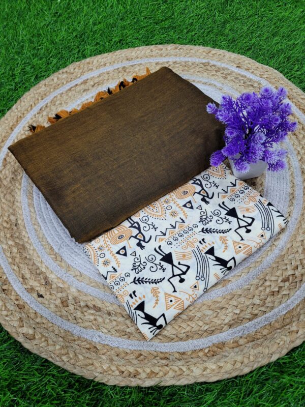 Khadi Cotton Saree+Blouse Combo