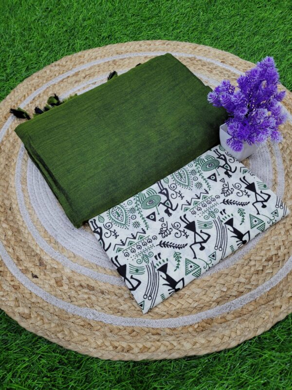 Khadi Cotton Saree+Blouse Combo