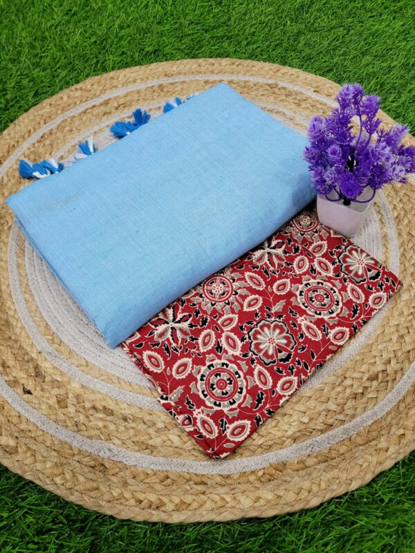 Khadi Cotton Saree+Blouse Combo