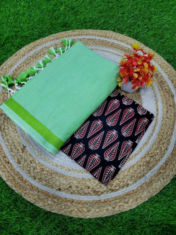 Khadi Cotton Saree+Blouse Combo