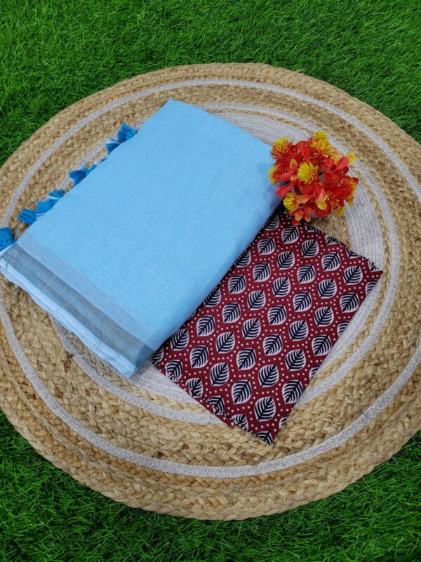Khadi Cotton Saree+Blouse Combo