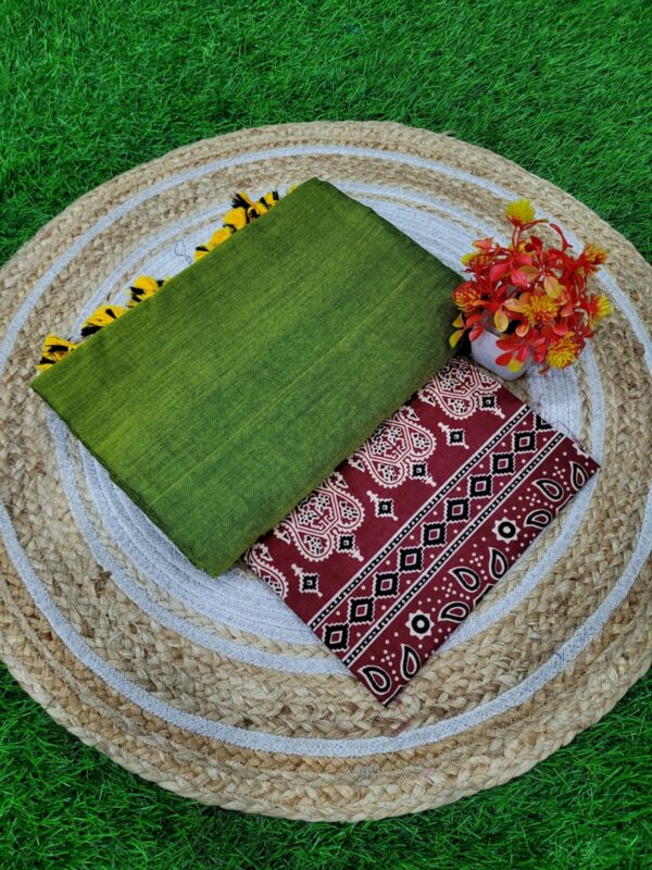 Khadi Cotton Saree+Blouse Combo