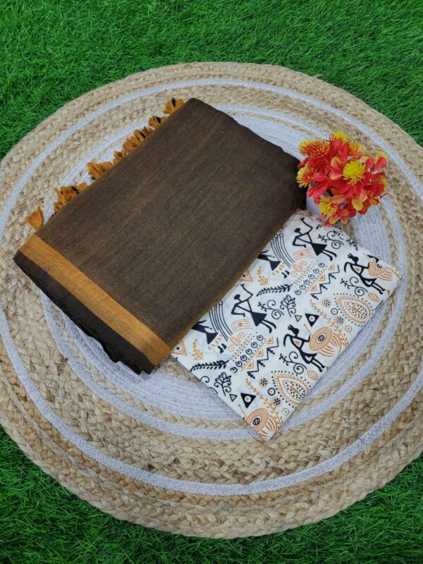 Khadi Cotton Saree+Blouse Combo