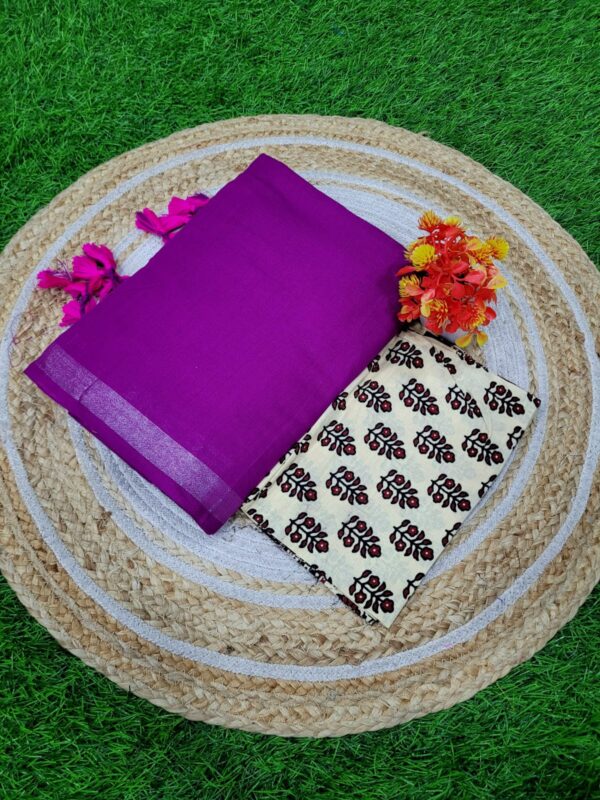 Khadi Cotton Saree+Blouse Combo