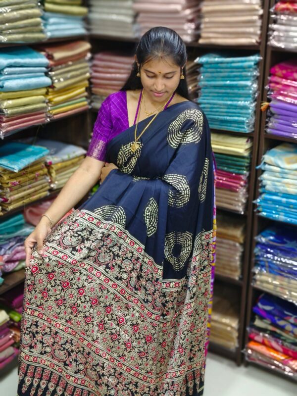 Ajrakh Modal Silk Sarees