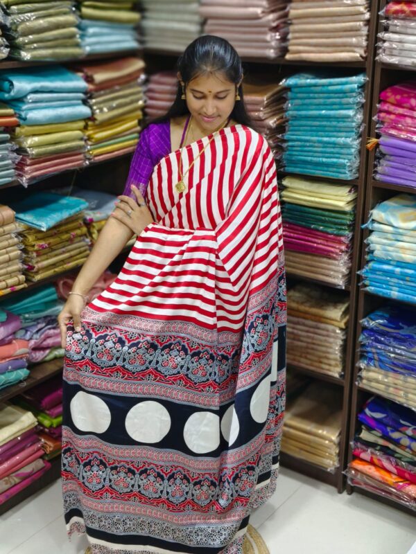 Ajrakh Modal Silk Sarees