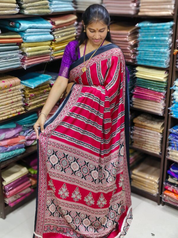 Ajrakh Modal Silk Sarees