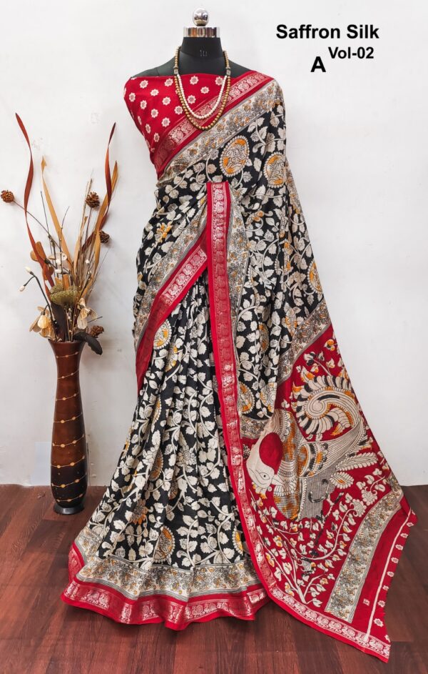 Traditional Kalamkari Print Cotton Saree
