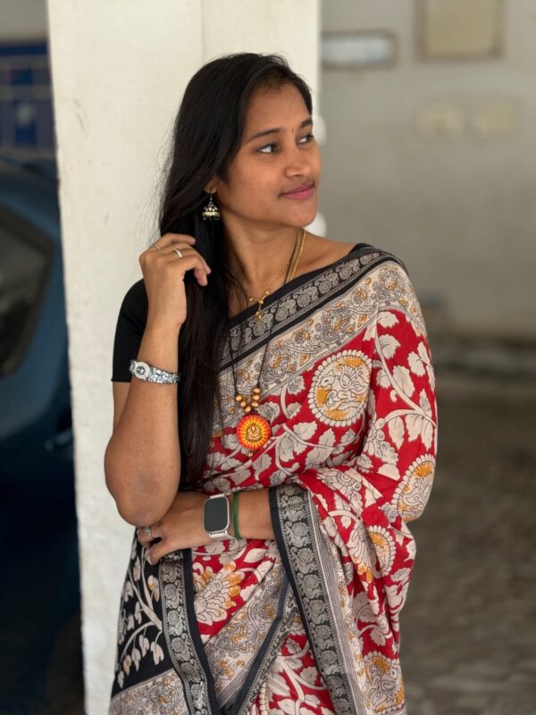 Traditional Kalamkari Print Cotton Saree