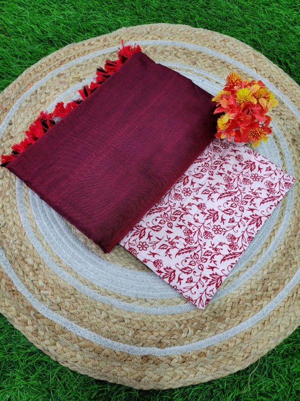 Khadi Cotton Saree+Blouse Combo