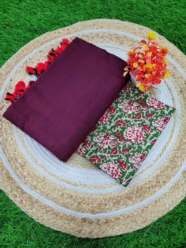 Khadi Cotton Saree+Blouse Combo