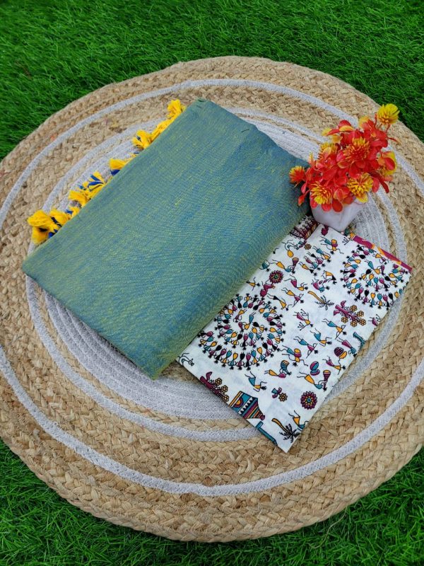 Khadi Cotton Saree+Blouse Combo