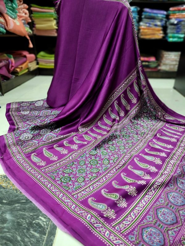 Ajrakh Modal Silk Sarees