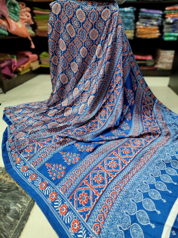 Ajrakh Modal Silk Sarees