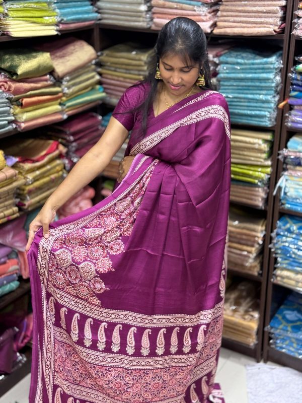 Ajrakh Modal Silk Sarees