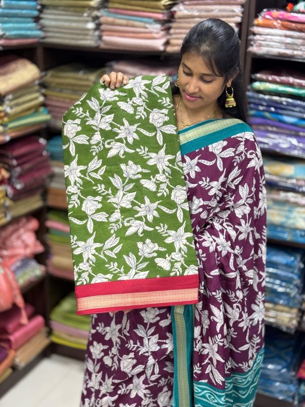 Traditional Kalamkari Print Cotton Saree