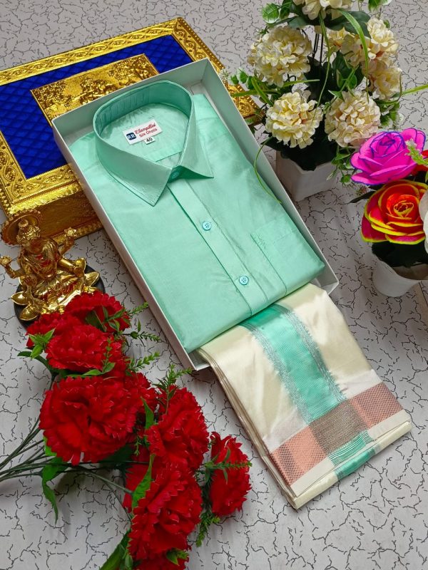 Men's Combo Set: Pattu Shirt and Dhothi