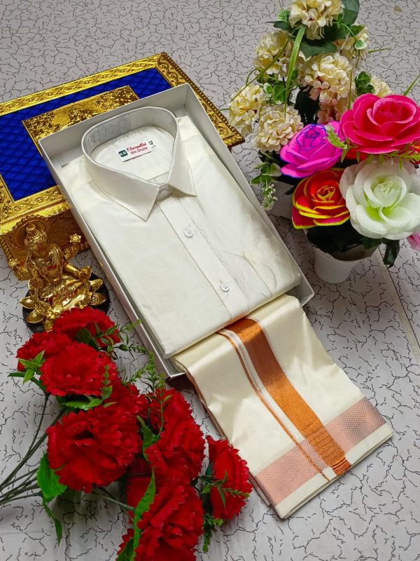 Men's Combo Set: Pattu Shirt and Dhothi