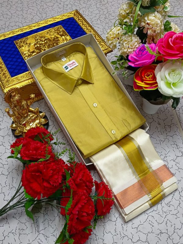 Men's Combo Set: Pattu Shirt and Dhothi