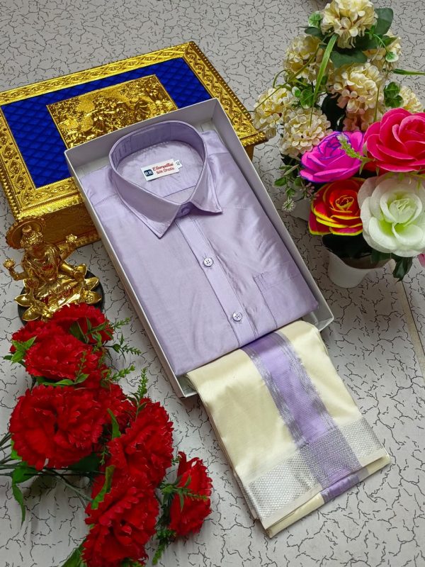 Men's Combo Set: Pattu Shirt and Dhothi