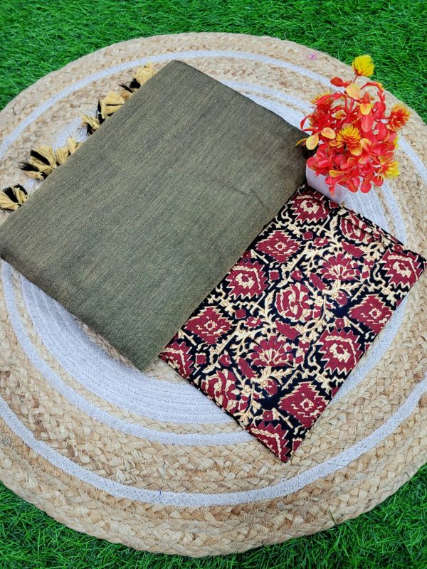 Khadi Cotton Saree+Blouse Combo