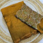 Partywear Space Silk Sarees with Work blouse ( Un Stitched blouse )