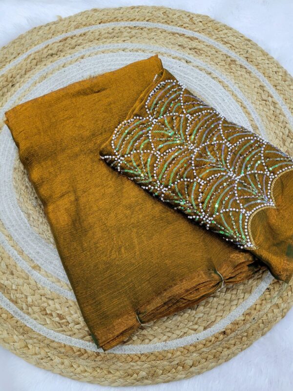 Partywear Space Silk Sarees with Work blouse ( Un Stitched blouse )