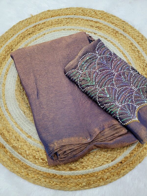 Partywear Space Silk Sarees with Work blouse ( Un Stitched blouse )