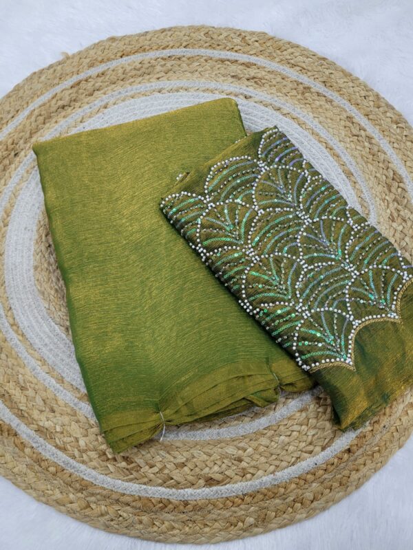 Partywear Space Silk Sarees with Work blouse ( Un Stitched blouse )
