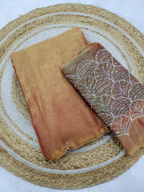 Partywear Space Silk Sarees with Work blouse ( Un Stitched blouse )