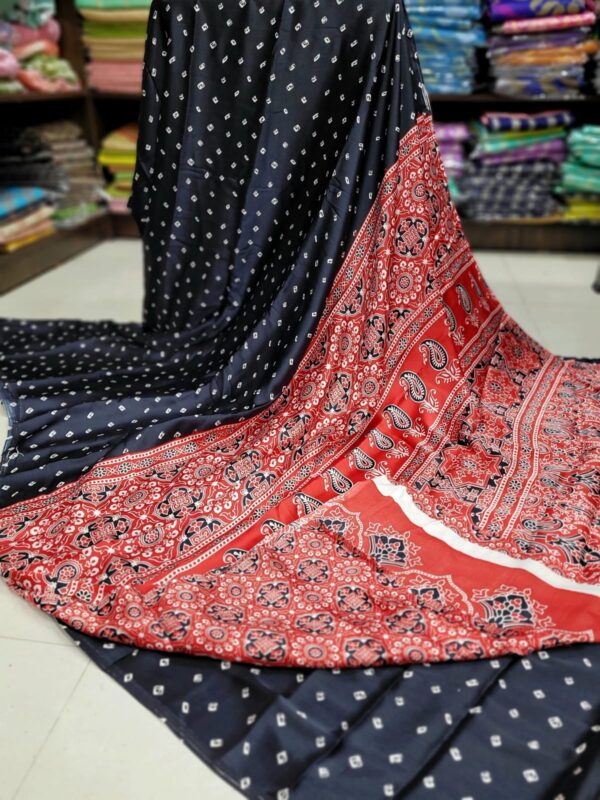 Ajrakh Modal Silk Sarees
