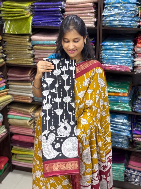 Traditional Kalamkari Print Cotton Saree