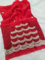 Designer wear Saree+ Hand aariwork blouse - Image 2