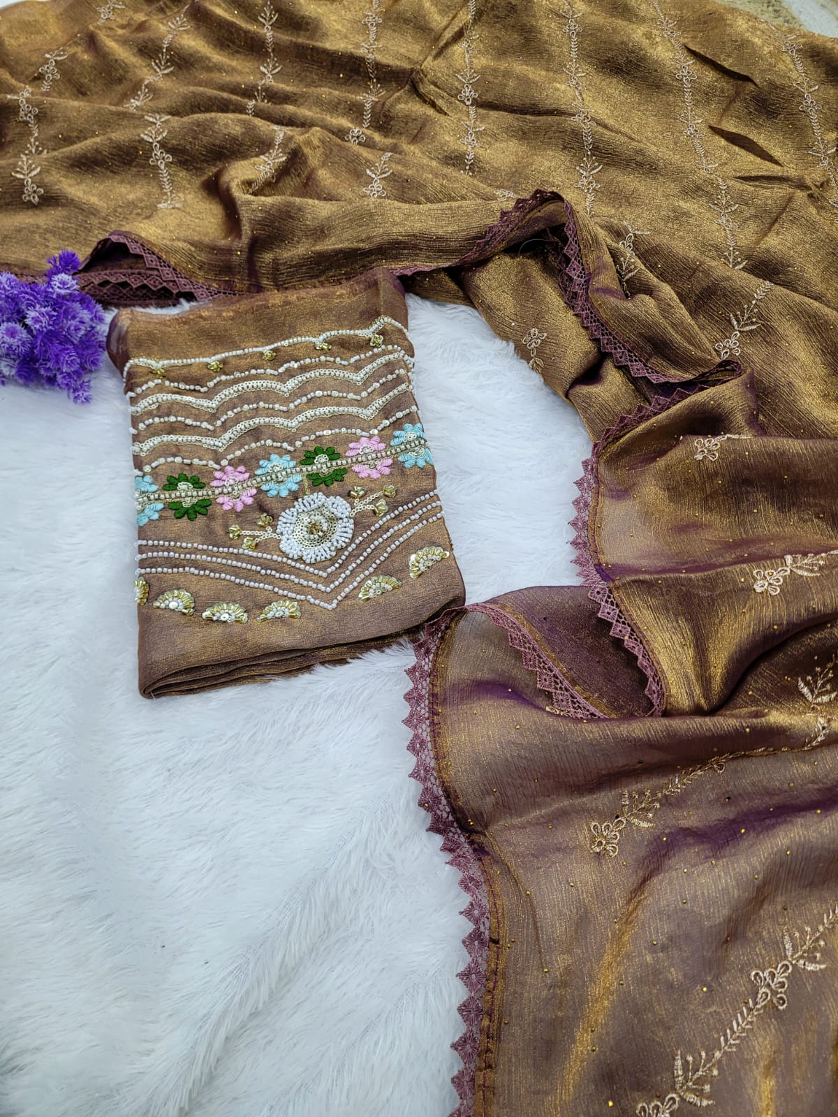 WhatsApp Image 2025-08-30 at 4.06.45 PM Designer wear Saree+ Hand aariwork blouse - Image 1