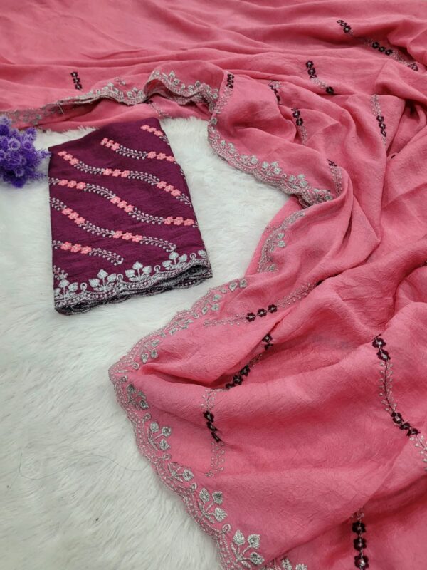 Designer wear Saree+ Embroided blouse