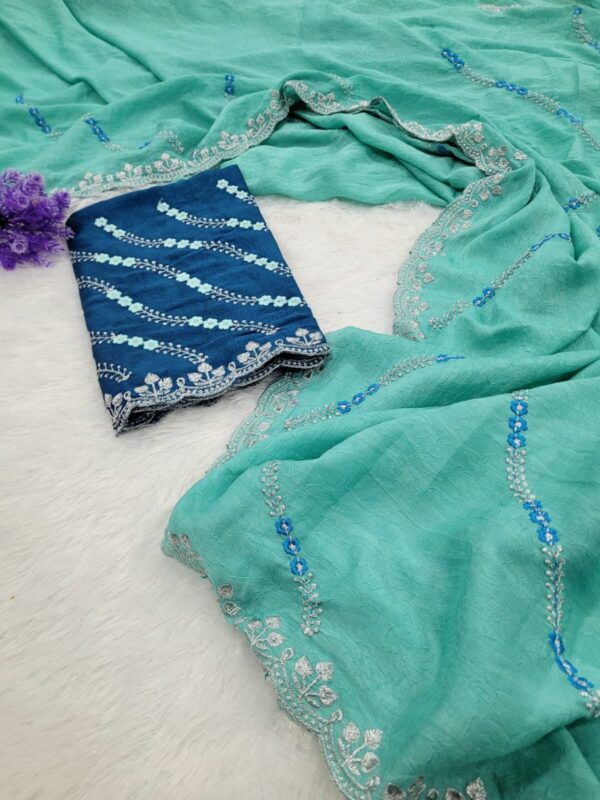 Designer wear Saree+ Embroided blouse