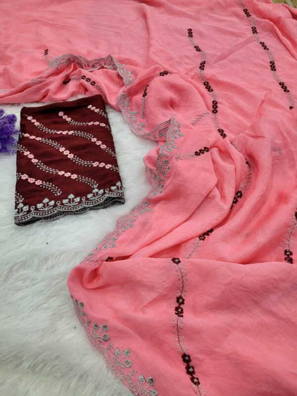 Designer wear Saree+ Embroided blouse