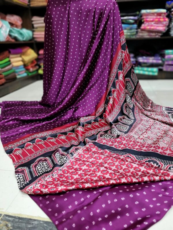 Ajrakh Modal Silk Sarees