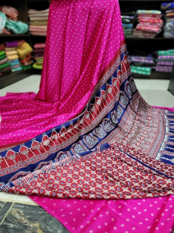 Ajrakh Modal Silk Sarees