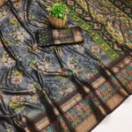 Elite Viscose Black Tussar silk Sarees