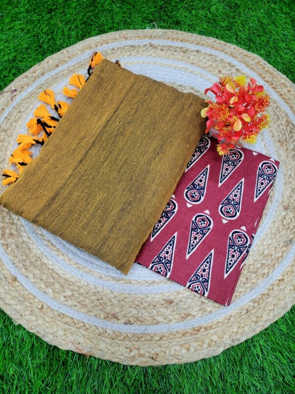 Khadi Cotton Saree+Blouse Combo