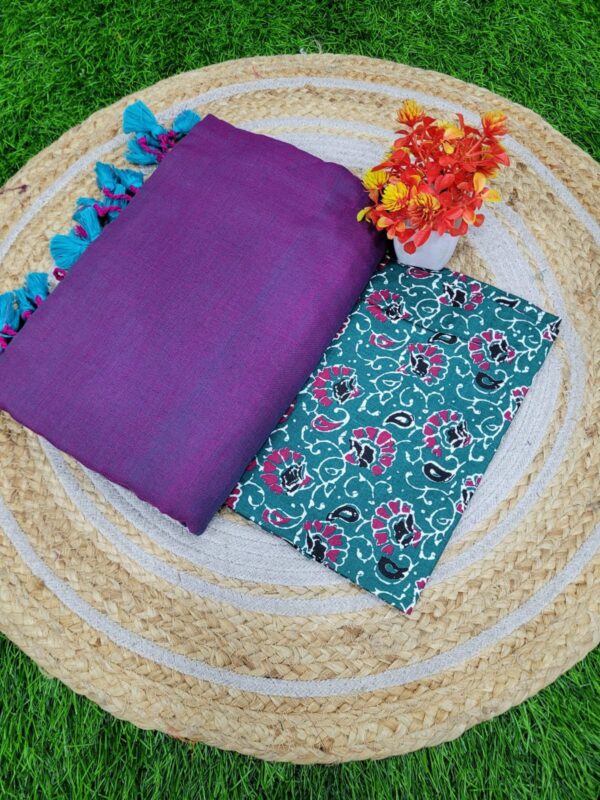 Khadi Cotton Saree+Blouse Combo