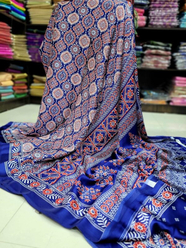 Ajrakh Modal Silk Sarees