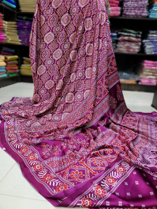 Ajrakh Modal Silk Sarees