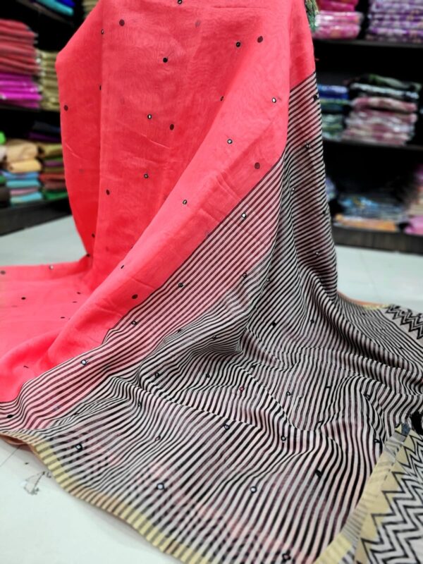 Premium Chanderi Mirror Embroidery Sarees