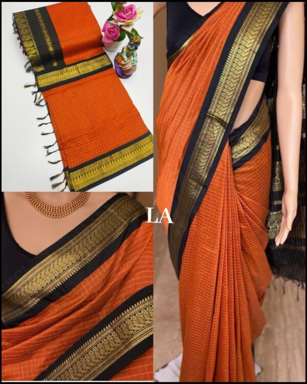 Checked Kalyani cotton saree/Lata Gadwal Paithani