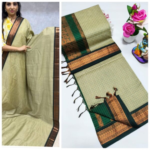 Checked Kalyani cotton saree/Lata Gadwal Paithani