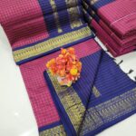 Checked Kalyani cotton saree/Lata Gadwal Paithani